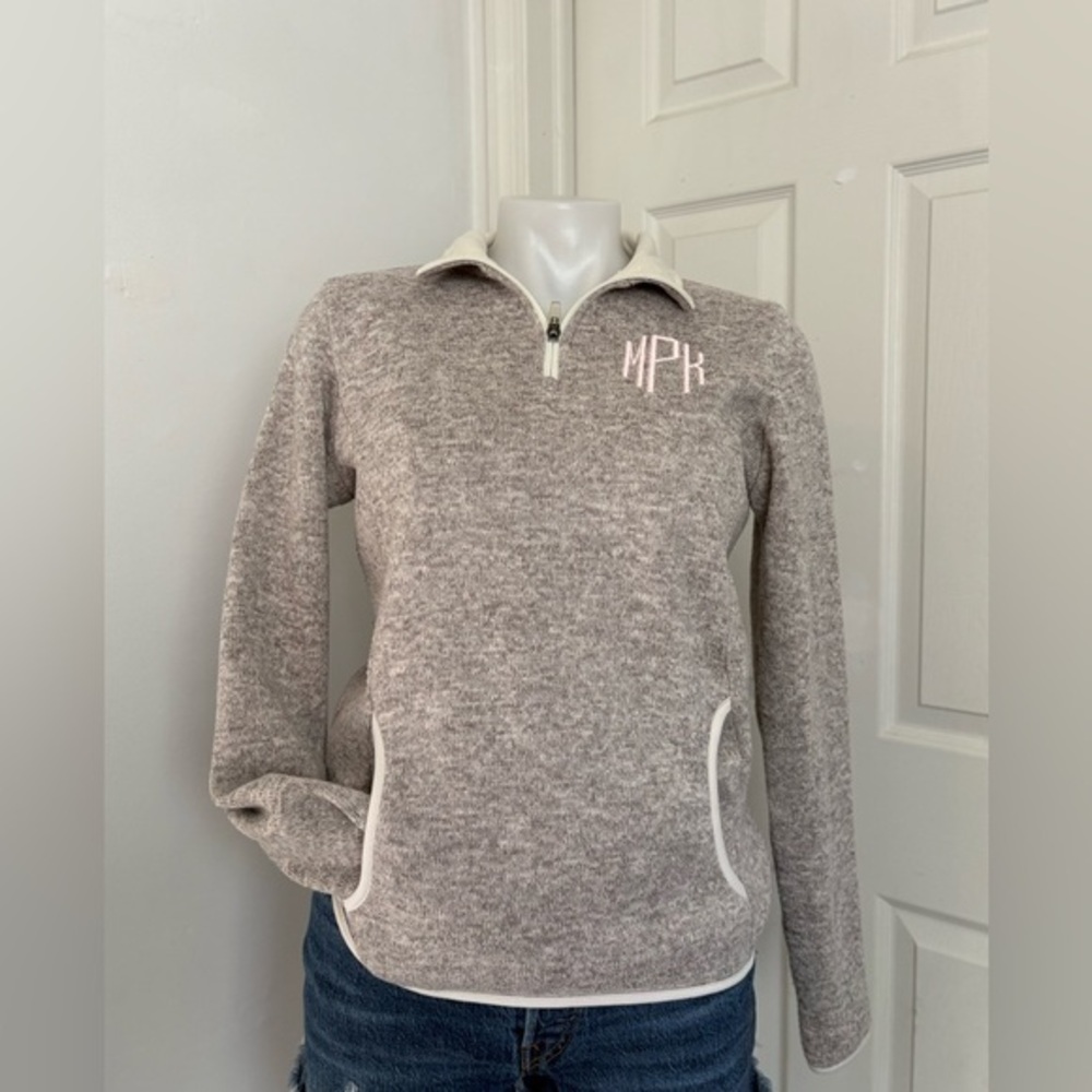 Charles River Apparel Cream and Gray Fleece Jacket